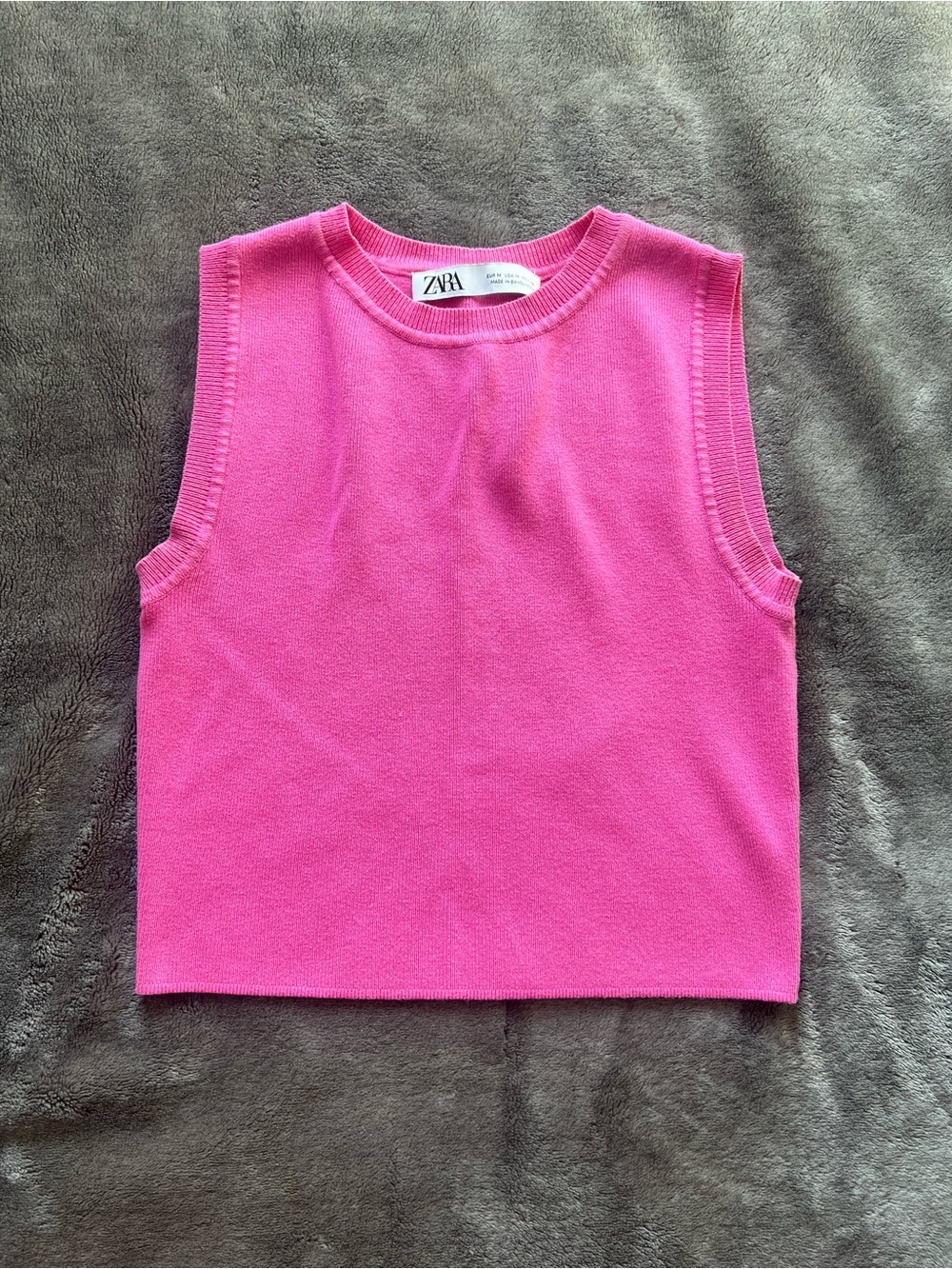 ZARA Hot Pink Knit Sleeveless Crop Top